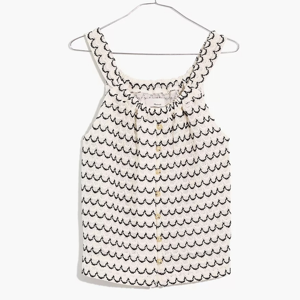 Texture & Thread Button-Front Swing Tank in Wild Stripe